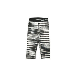 Nike Pro Women's Size Medium M Black White Stripe Pattern Crop Compression Leggi
